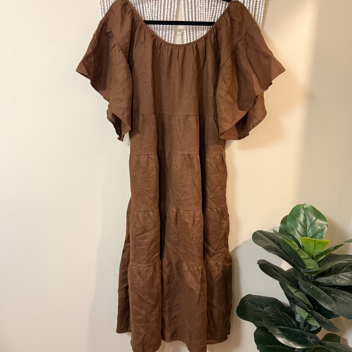 Whimsy + Row NWT 100% Linen Brown Rachel Dress S