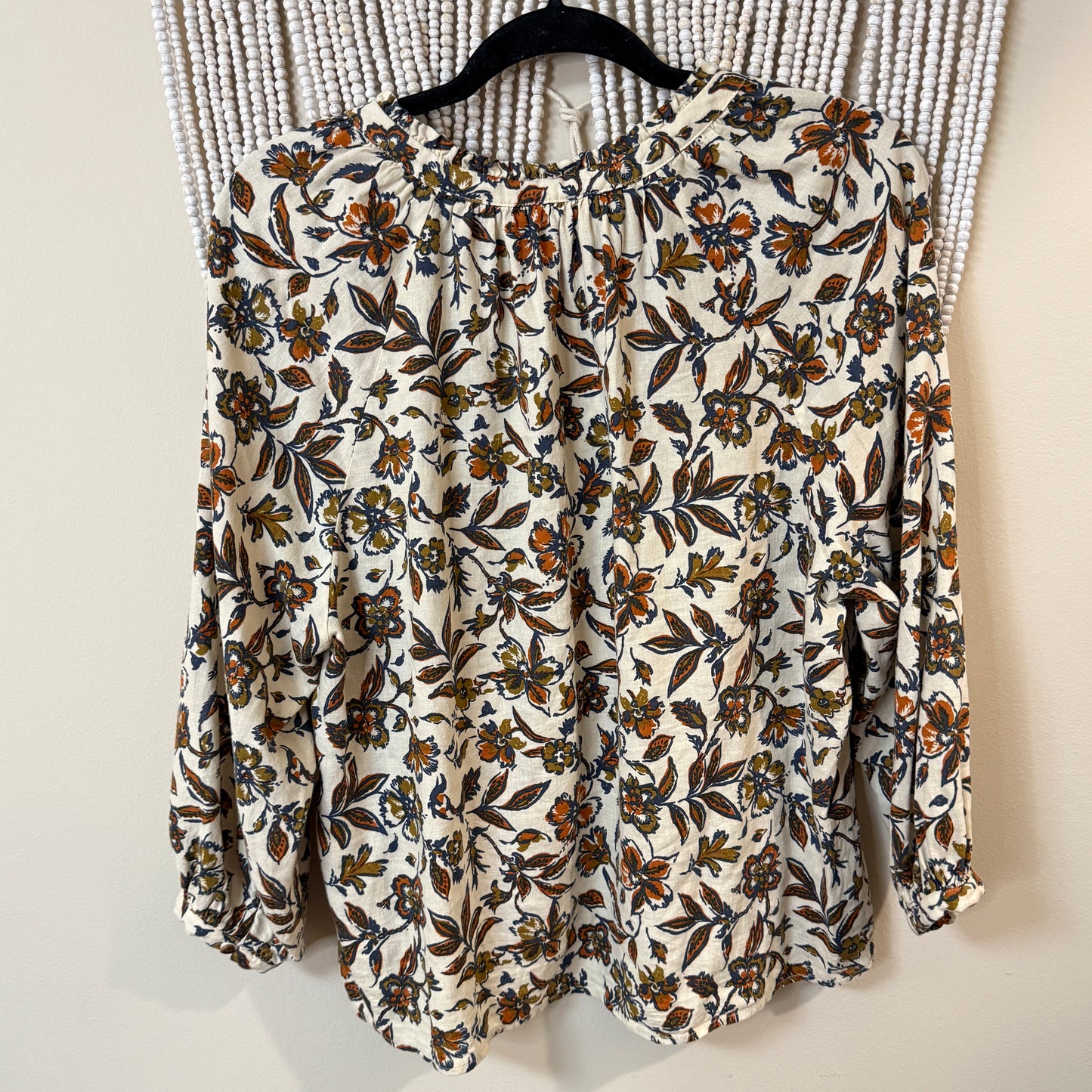 Faherty Linen Viscose Blend Portia Floral Blouse S