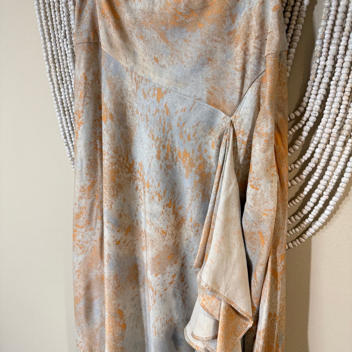 Free People Silky Orange Grey Gardenia Maxi Skirt 4