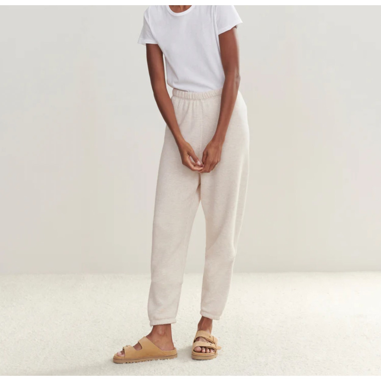 Jenni Kayne Cream Cotton Viscose Saturday Sweatpants S