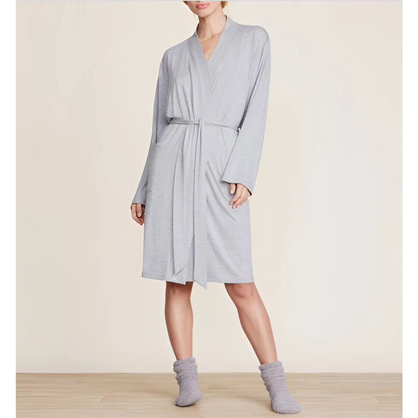 Barefoot Dreams Malibu Collection Grey Bamboo Robe L