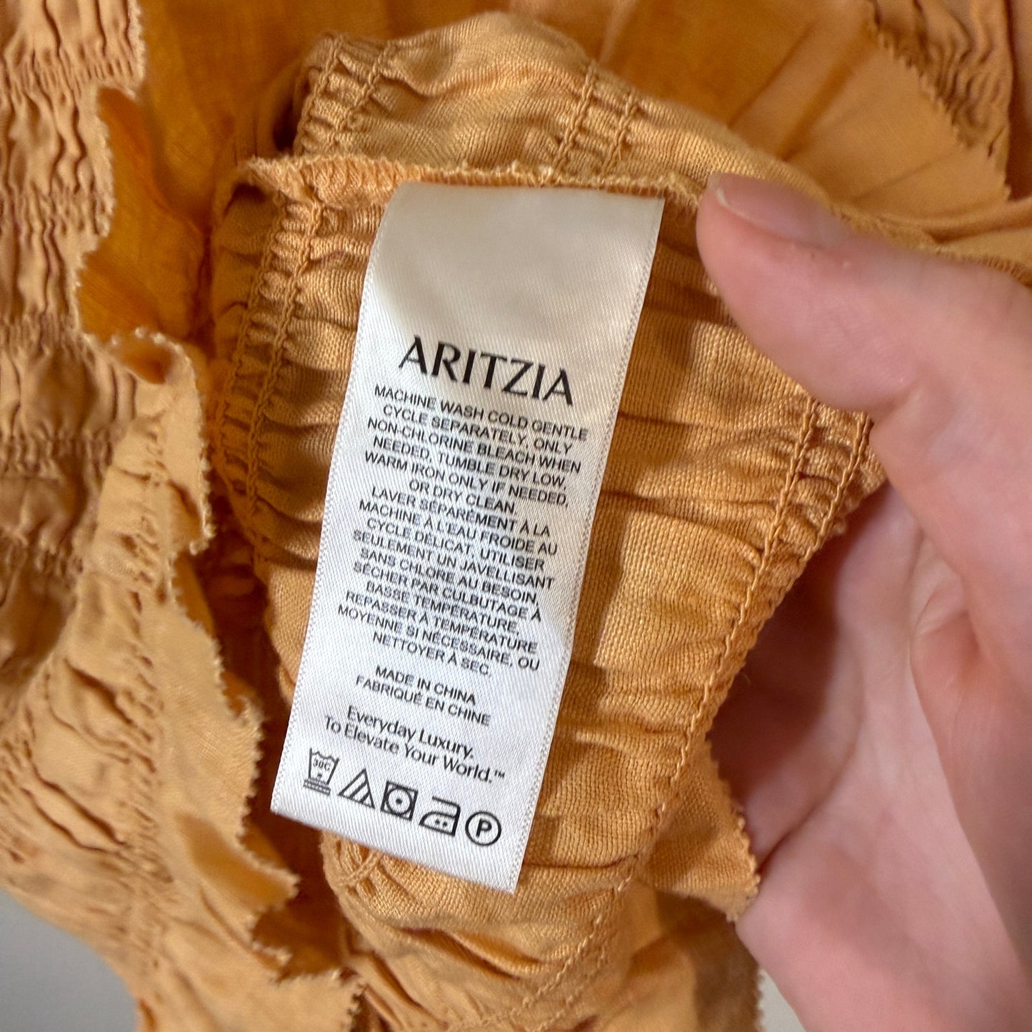 Wilfred Aritzia Dorchester Orange Organic Linen Blouse M