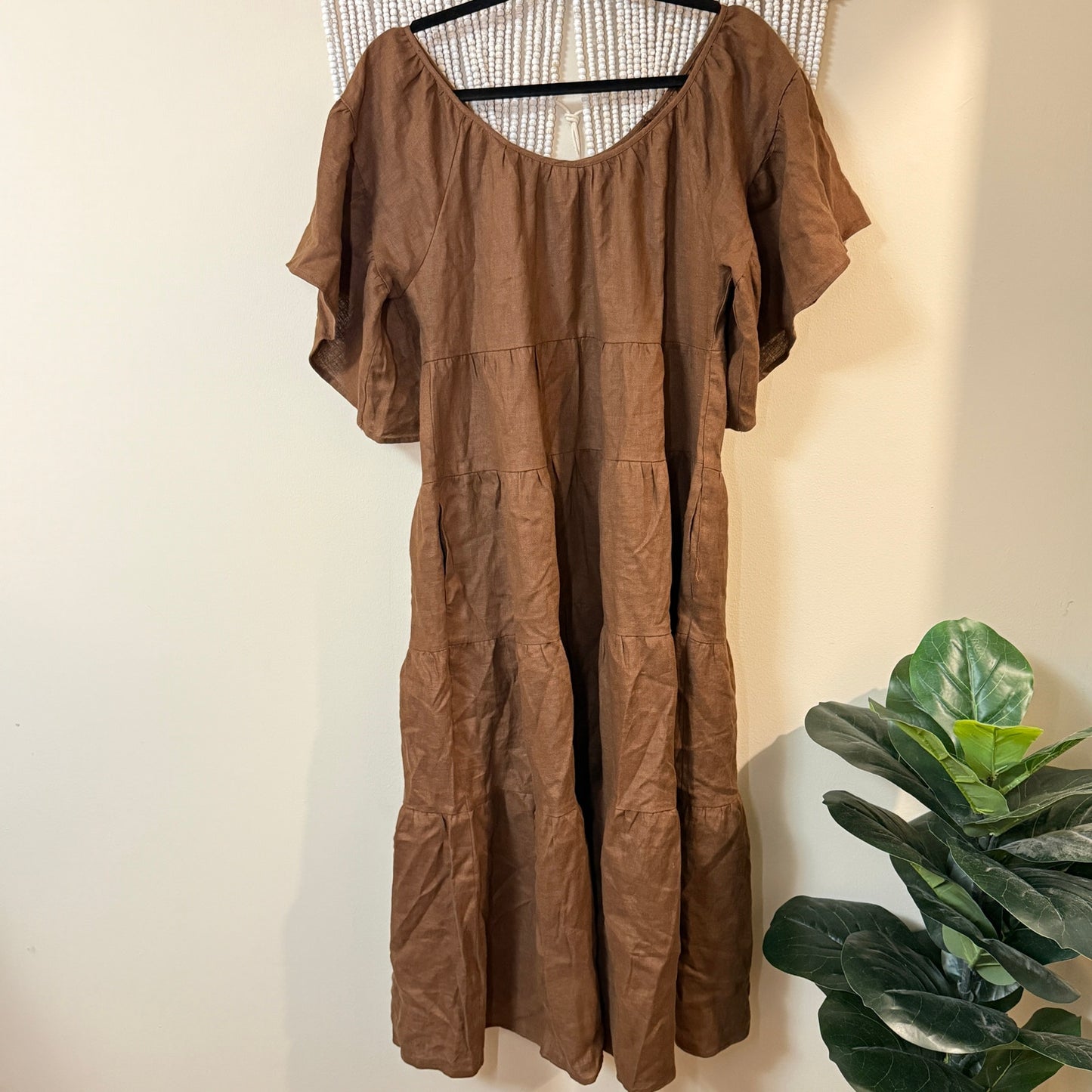 Whimsy + Row NWT 100% Linen Brown Rachel Dress S
