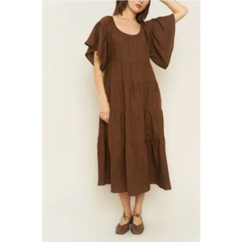 Whimsy + Row NWT 100% Linen Brown Rachel Dress S