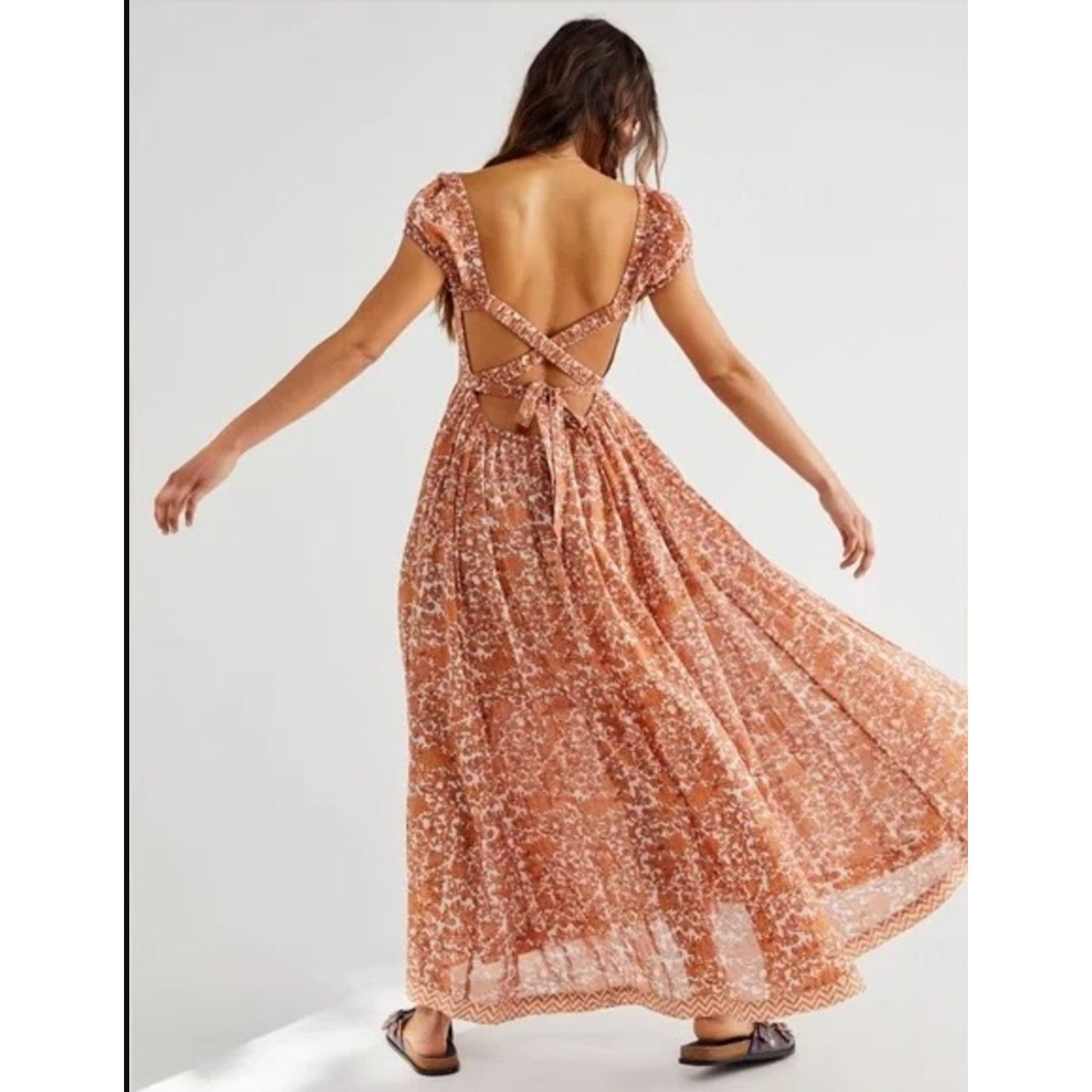 Free People Ultraviolet Burnt Orange Cotton Maxi Dress S