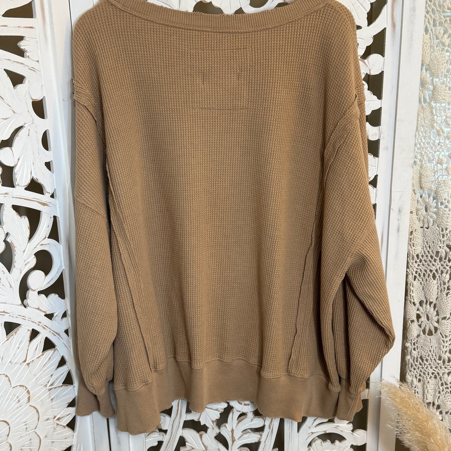 Dresden Daydream Sweatshirt in Tan & Plaid XL/XXL
