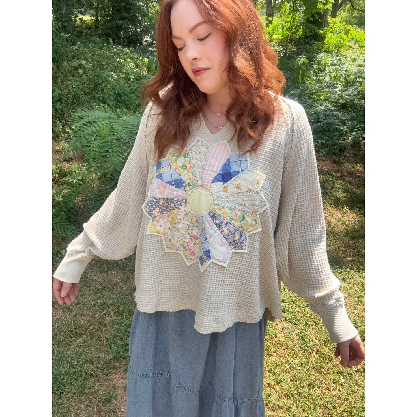Dresden Daydream Sweatshirt in Multicolor/Waffle Knit XL/XXL