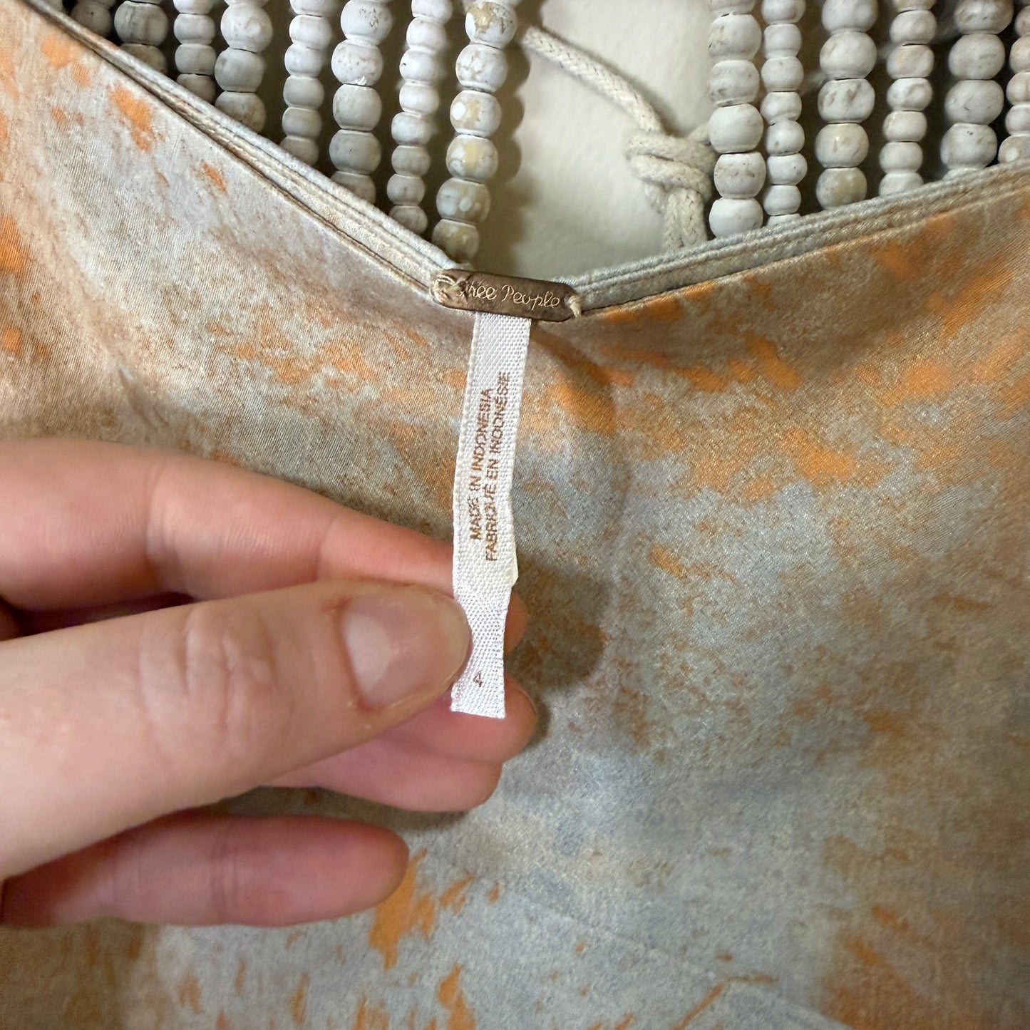 Free People Silky Orange Grey Gardenia Maxi Skirt 4