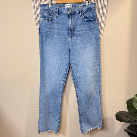 Frame Le High Straight High Rise Light Wash Straight Leg 31