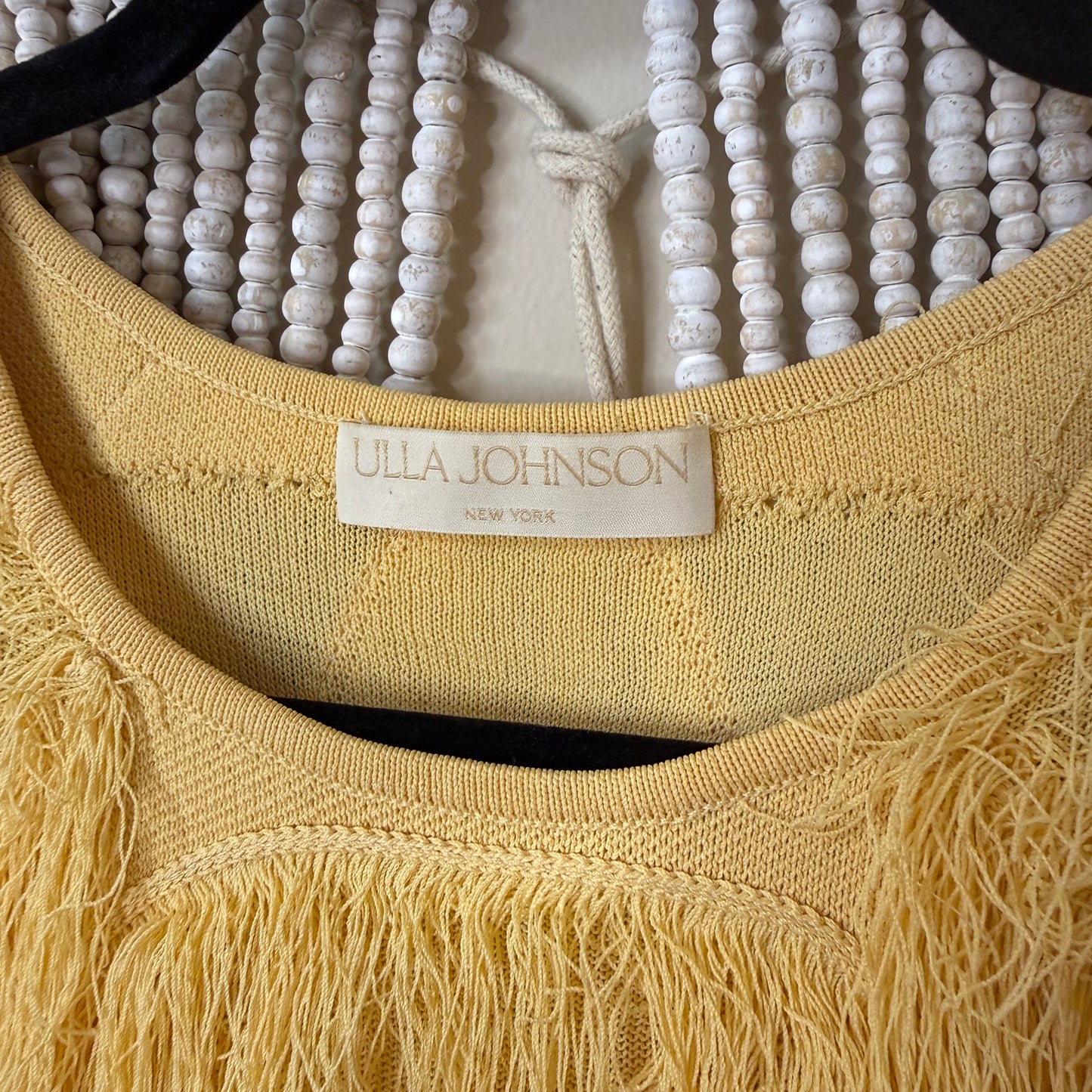 Ulla Johnson Yellow Bonnie Fringe Knit Blouse M
