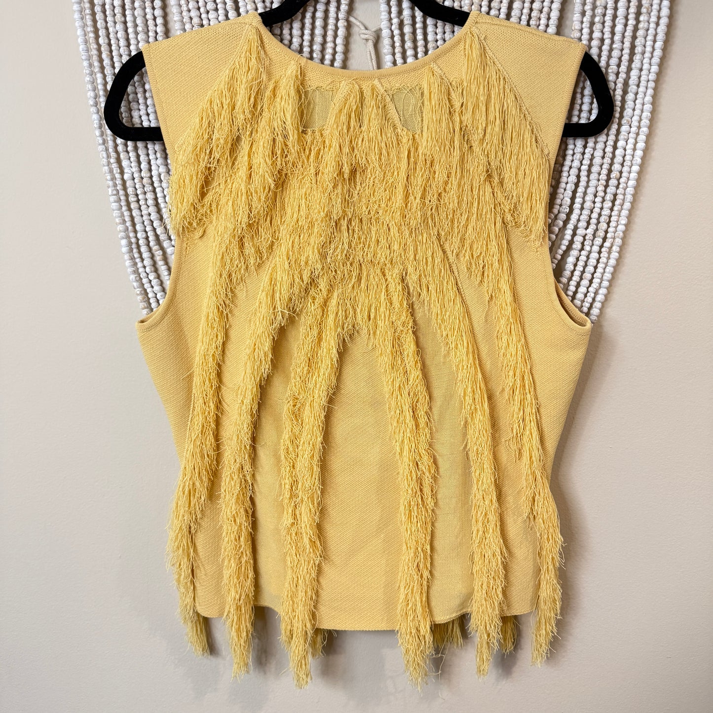 Ulla Johnson Yellow Bonnie Fringe Knit Blouse M