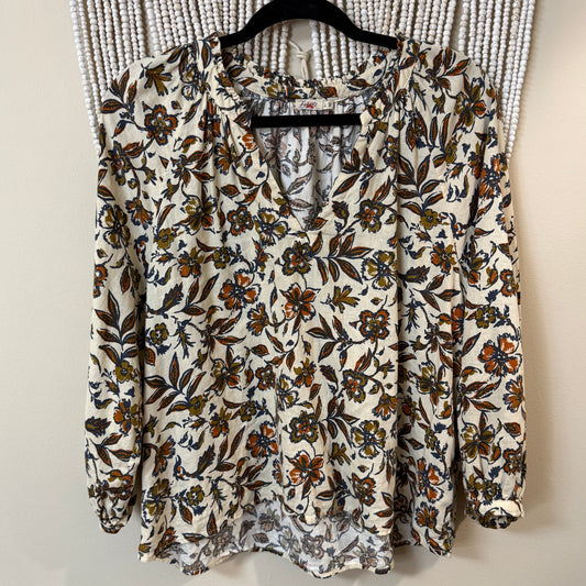 Faherty Linen Viscose Blend Portia Floral Blouse S
