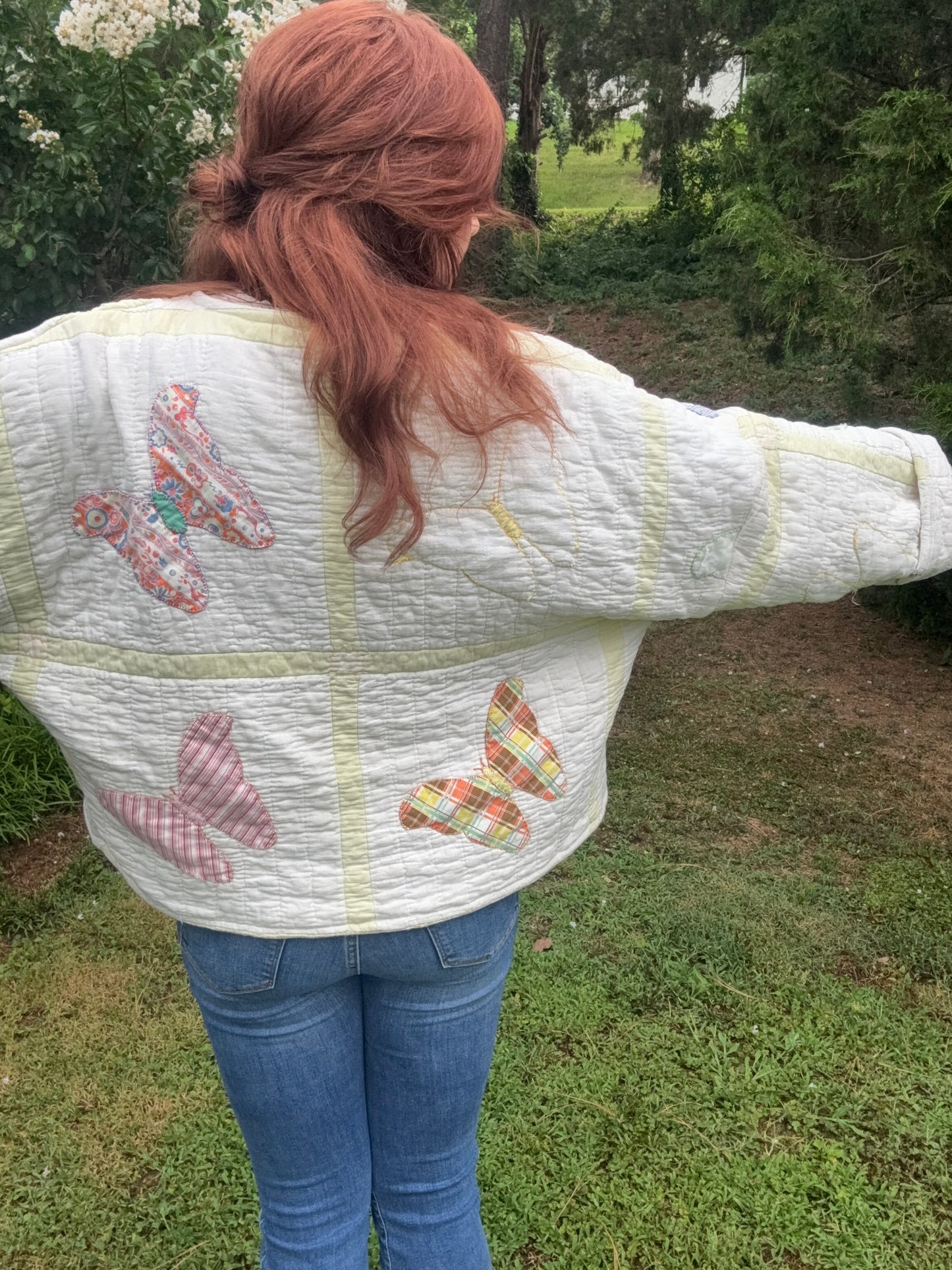 Butterfly Season Upcycled Vintage Quilt Coat One Size
