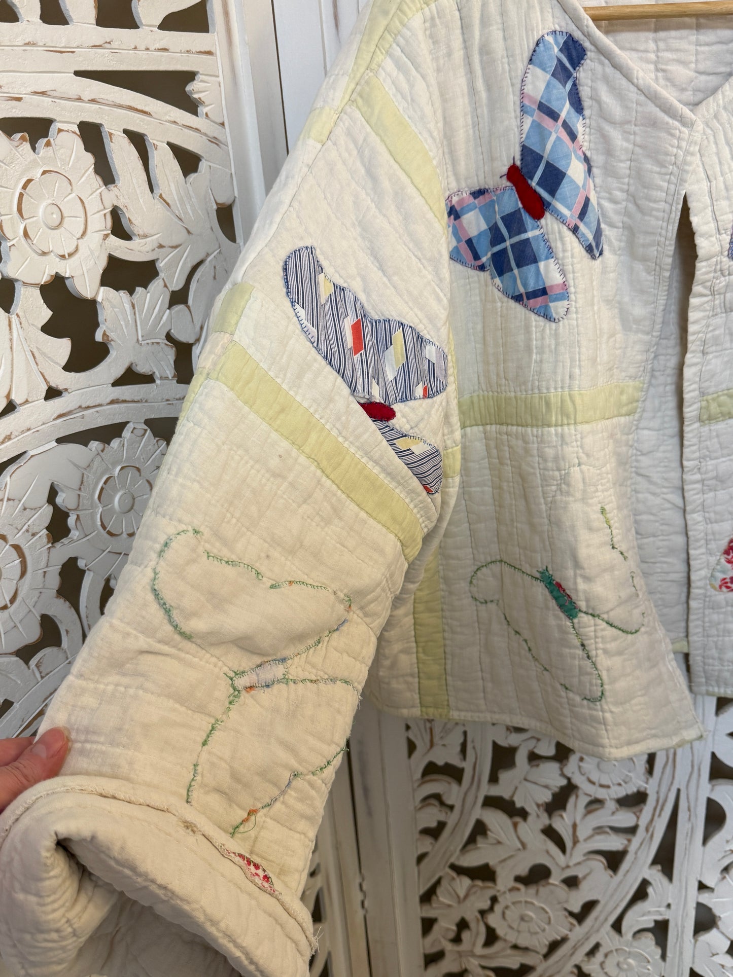 Butterfly Season Upcycled Vintage Quilt Coat One Size