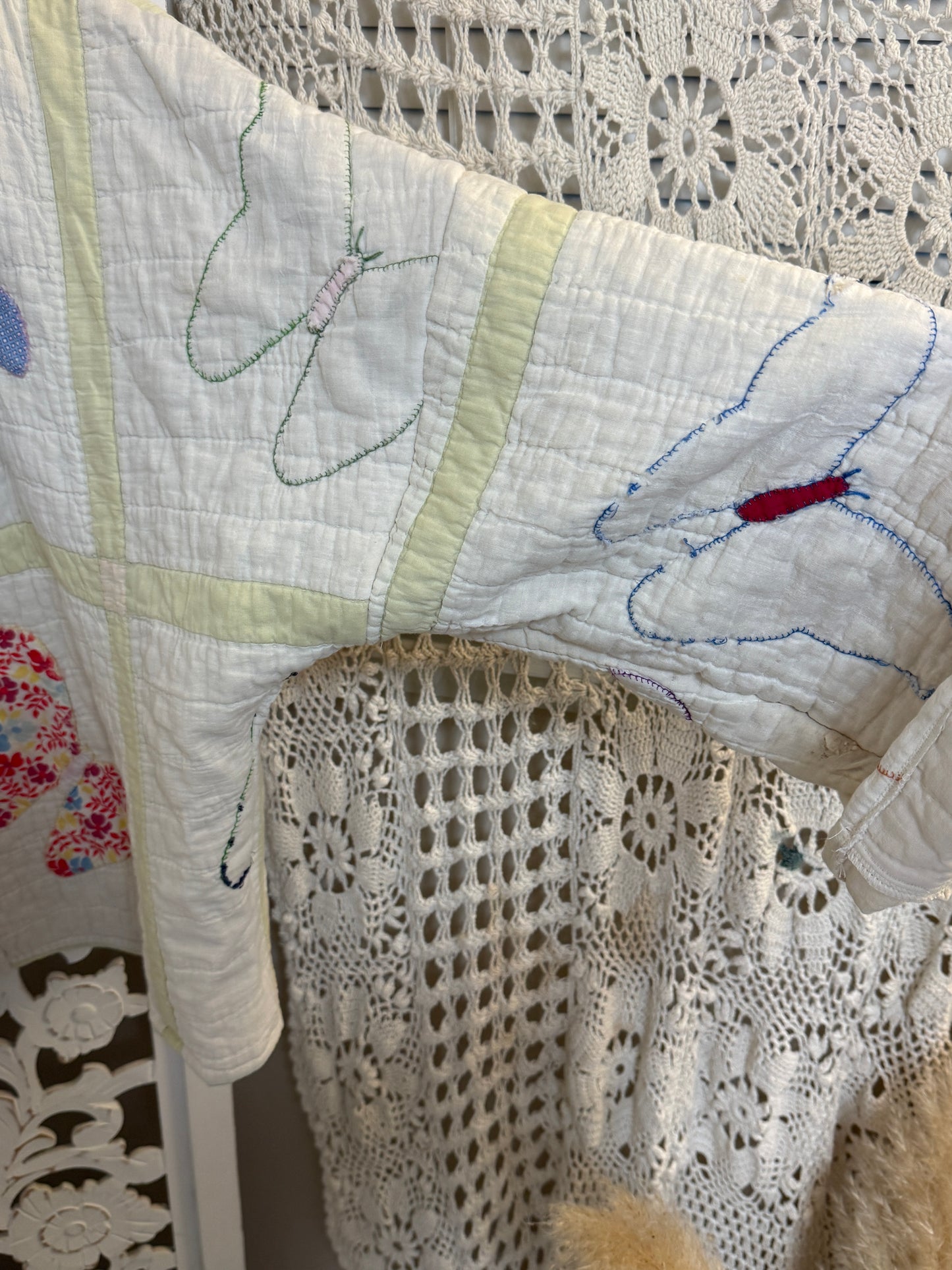 Butterfly Season Upcycled Vintage Quilt Coat One Size
