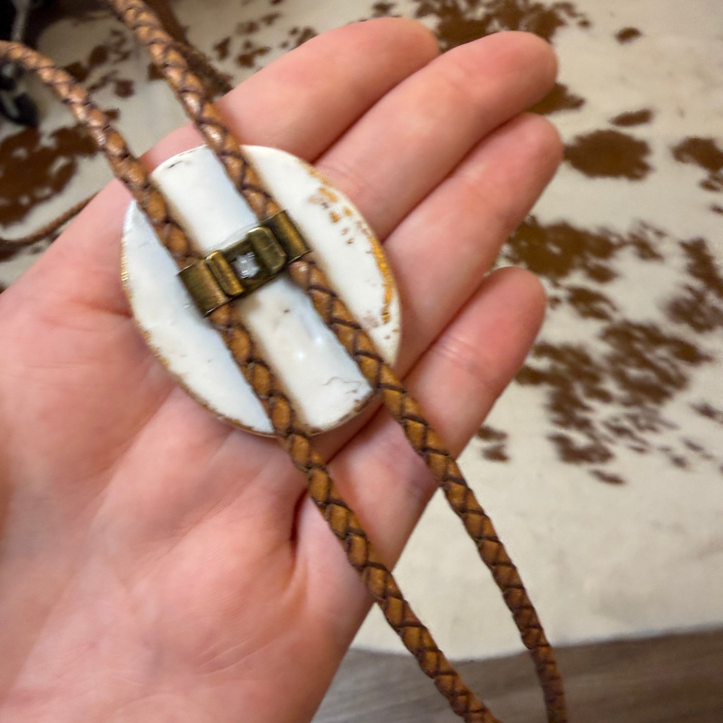 Upcycled Handpainted Floral Bolo Tie