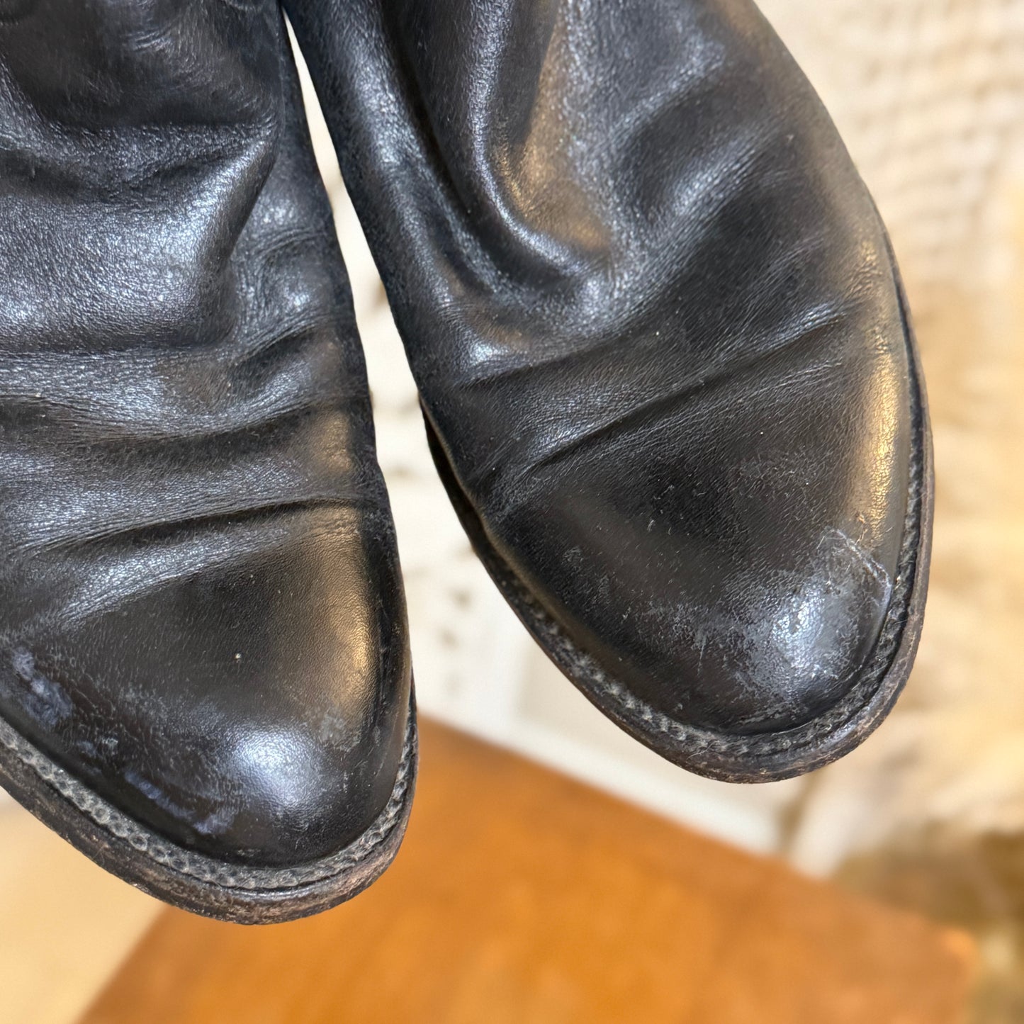 Lucchese Black Leather Roper Boots Men's 8D Women's 9.5-10