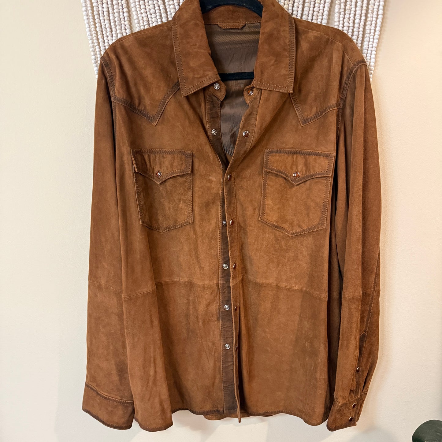 Unbranded Genuine Leather Western Pearl Snap Shacket XL/XXL