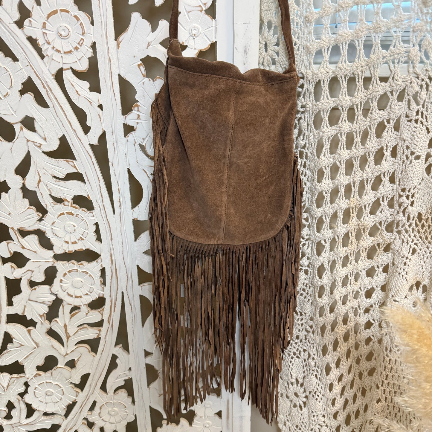 Genuine Leather Suede NWT Fair Trade Fringe Crossbody Purse