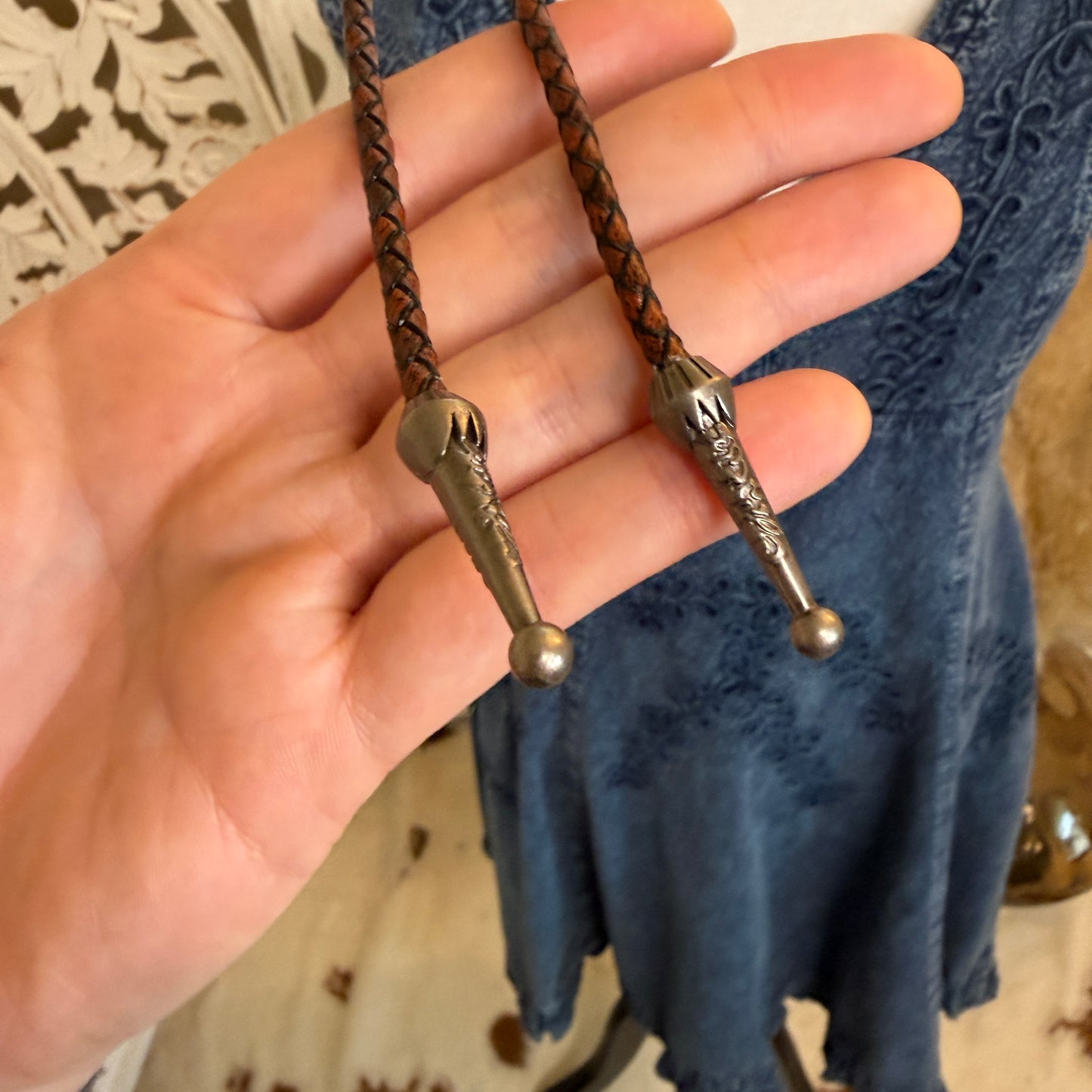 Blue Cameo Upcycled/Handmade Bolo Tie