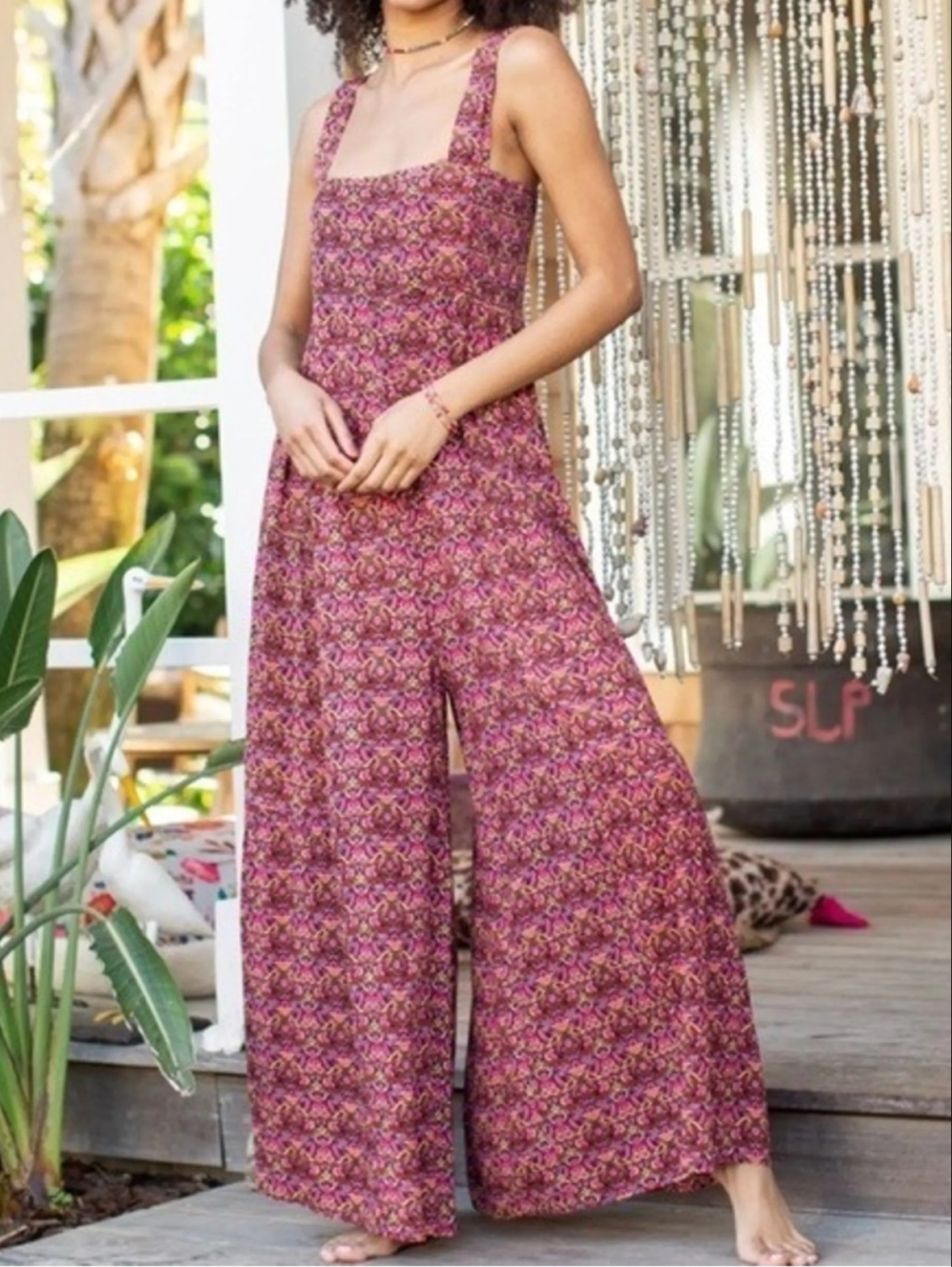 Natural Life Floral Wide Leg Jumpsuit M