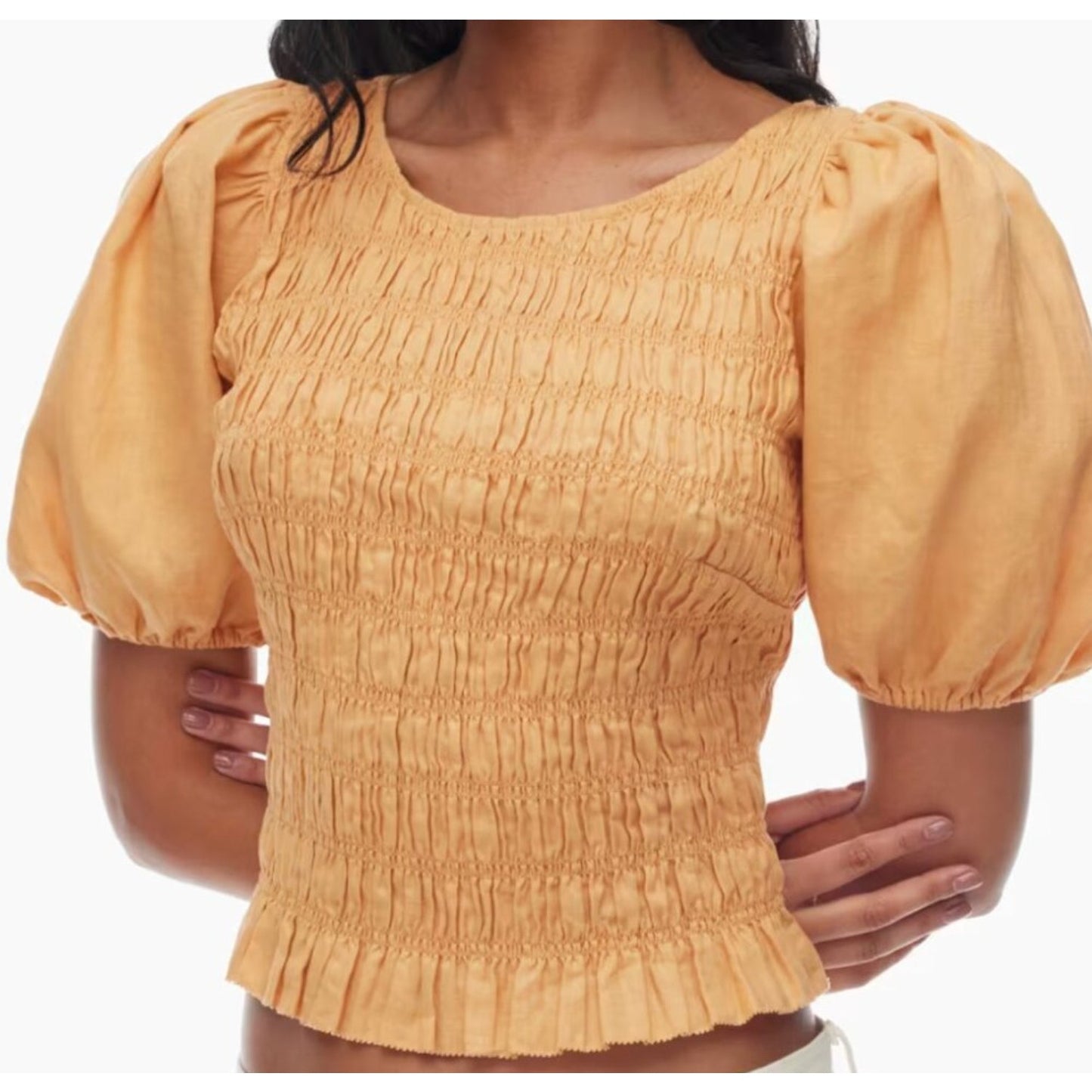 Wilfred Aritzia Dorchester Orange Organic Linen Blouse M