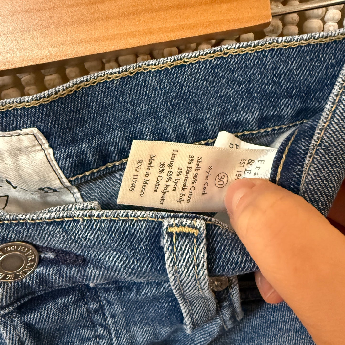 Frank & Eileen Cork Medium Was Denim Jeans 30