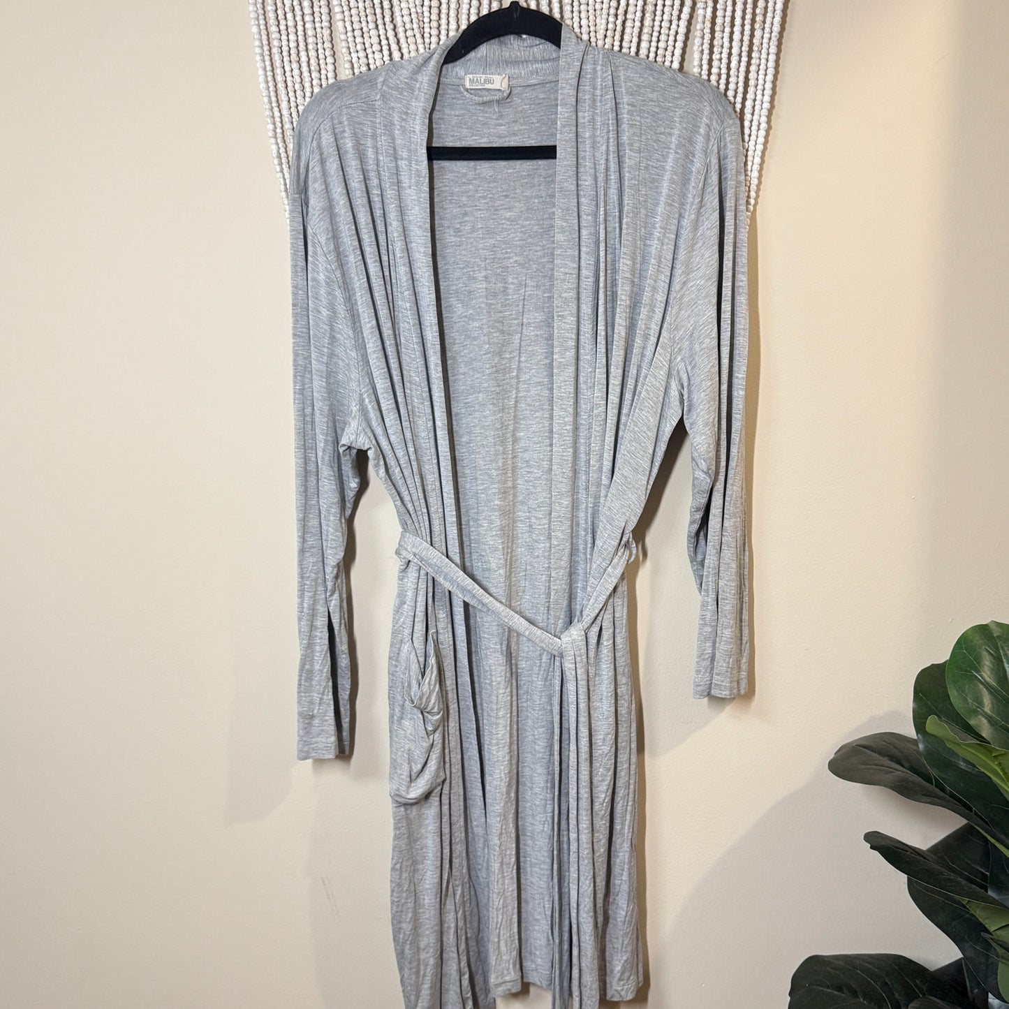 Barefoot Dreams Malibu Collection Grey Bamboo Robe L