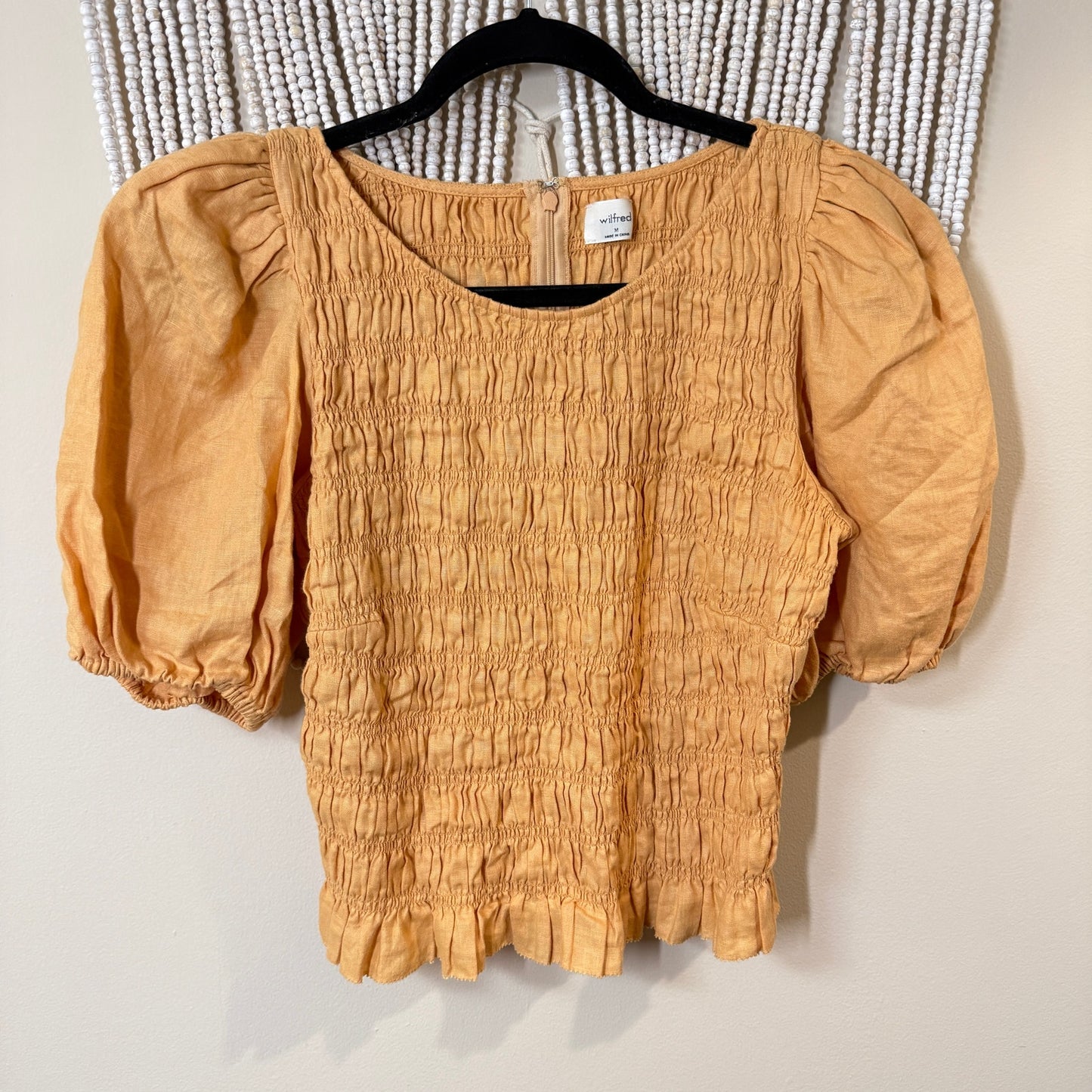 Wilfred Aritzia Dorchester Orange Organic Linen Blouse M