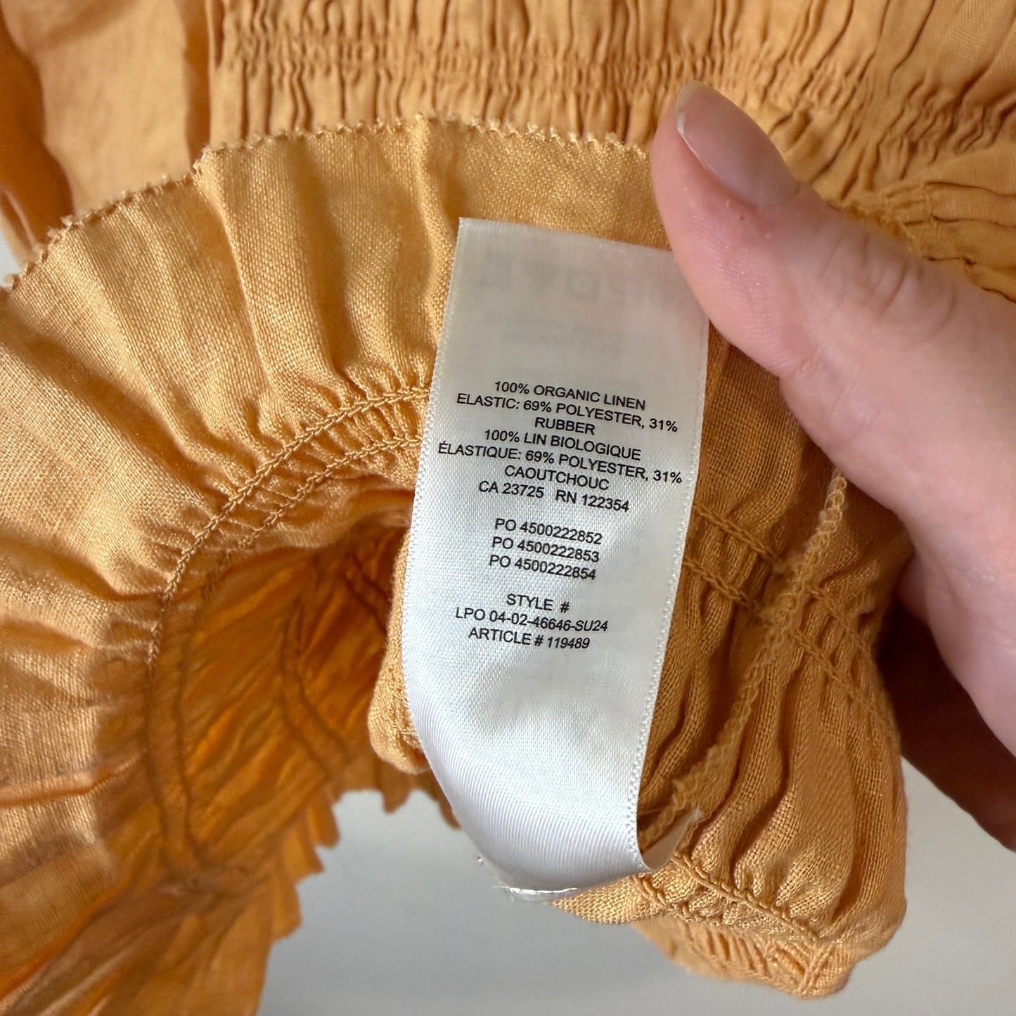 Wilfred Aritzia Dorchester Orange Organic Linen Blouse M